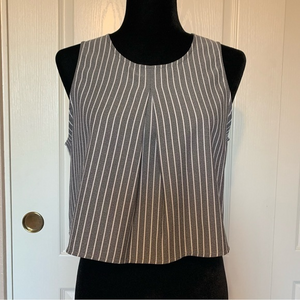 Everly Sleeveless Grey and White‎ Crop Top Blouse Size Medium